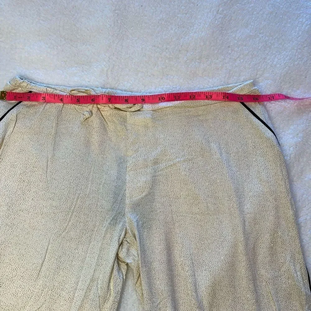 Chaser Lounge‎ Pants Cream Size Medium Gold Glitter Polka Dot Pajama Bottoms